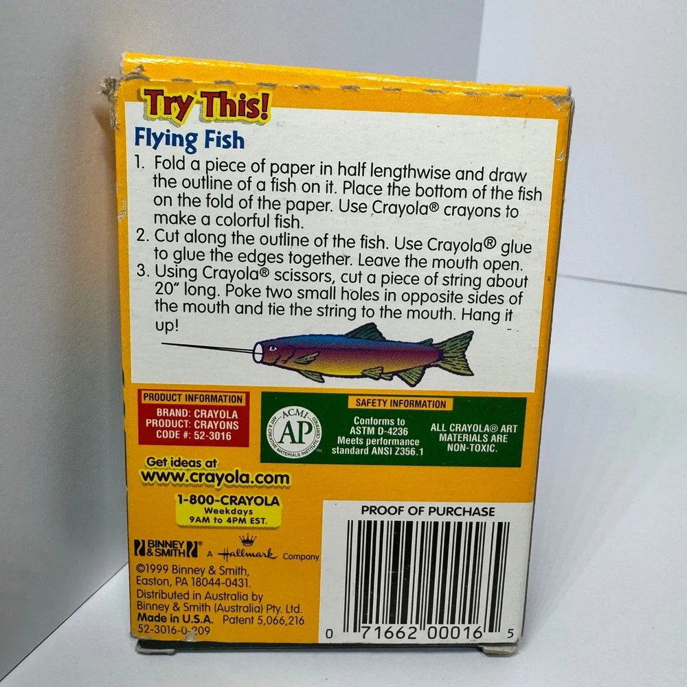 Vintage 1999 Crayola 16 Count‎ Crayons Box Binney & Smith Non-Toxic USA Used Set